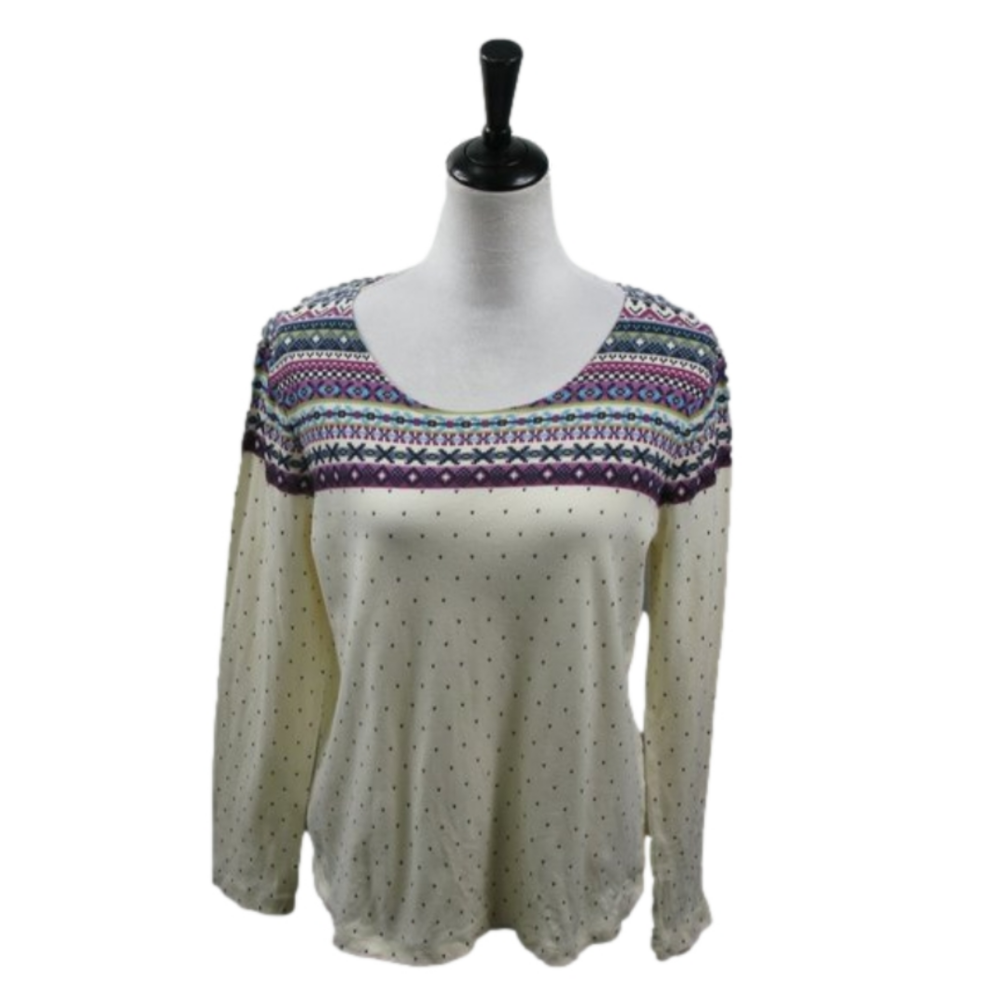 Appleseed's Patterned Crew Neck Long Sleeve Shirt Size PL